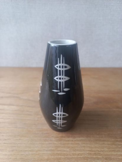  Retro fekete - fehér porcelán kis váza